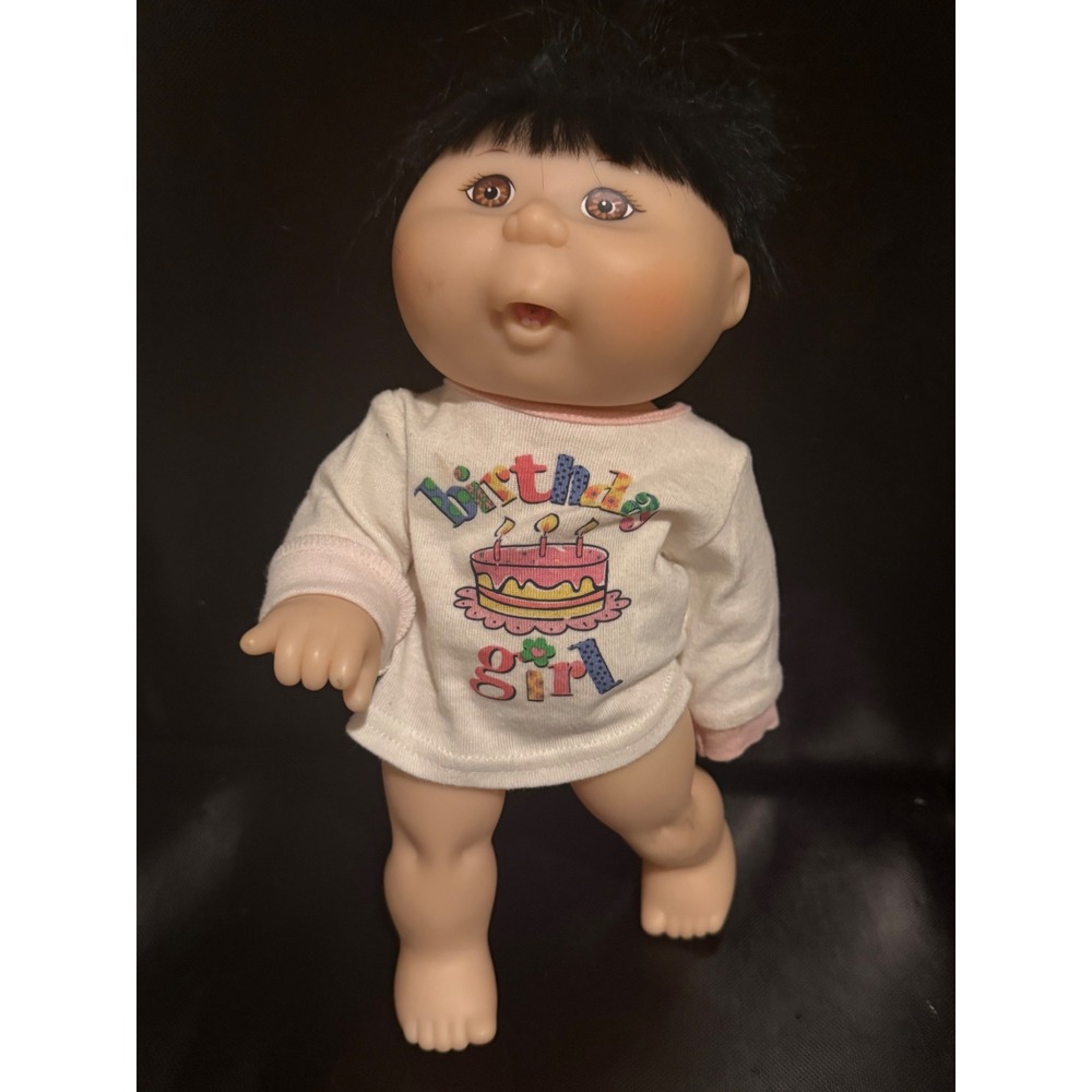 Vintage 1990 Mattel Cabbage Patch Kids Birthday Girl Doll Black Hair Brown Eyes